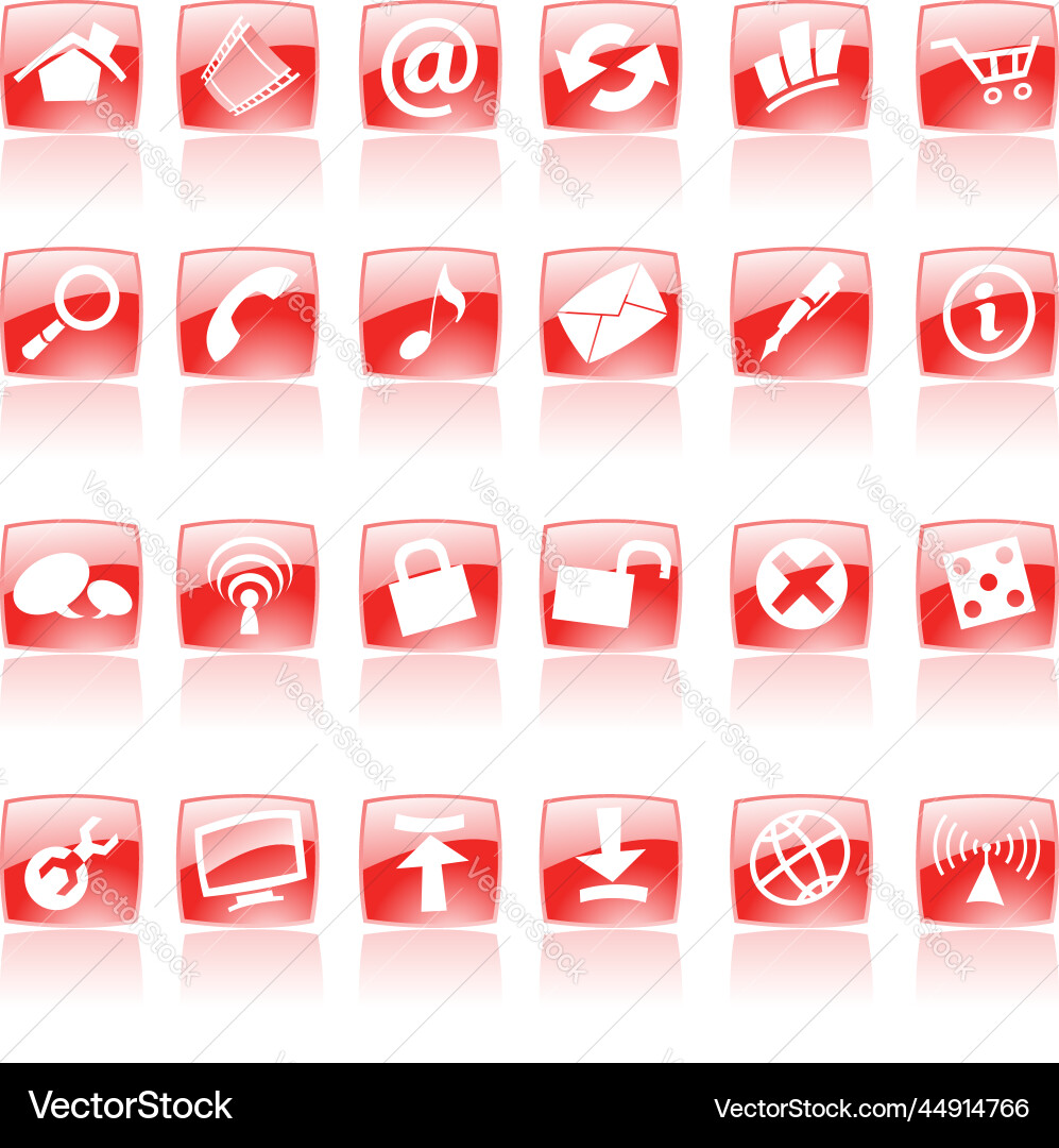 Red square web and computer icons Red square web and computer icons Vector Image