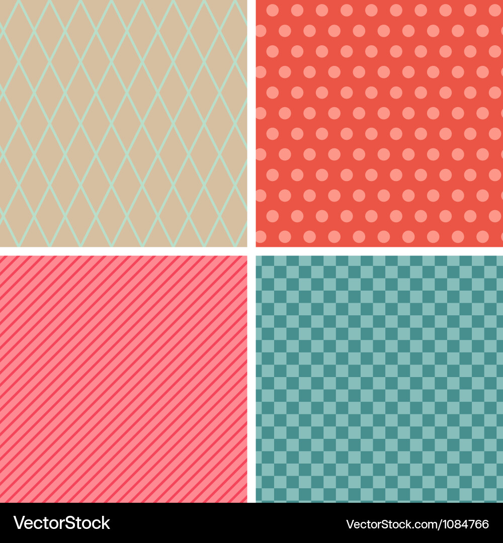 Seamless abstract retro pattern set of 4 geometric vector image