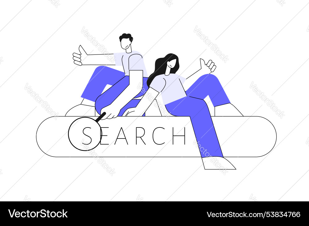 Search concept characters holding magnifier glass Search concept characters holding magnifier glass vector image