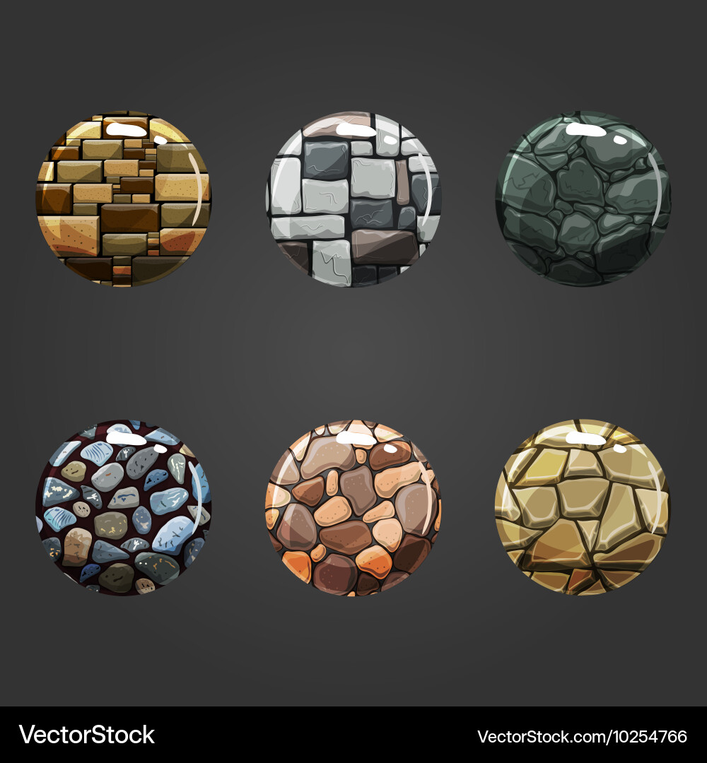 Set of round volume stone buttons Vector Image