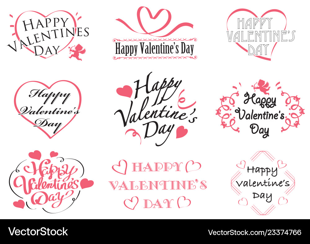 Set of valentines day symbols and icons Vector Image
