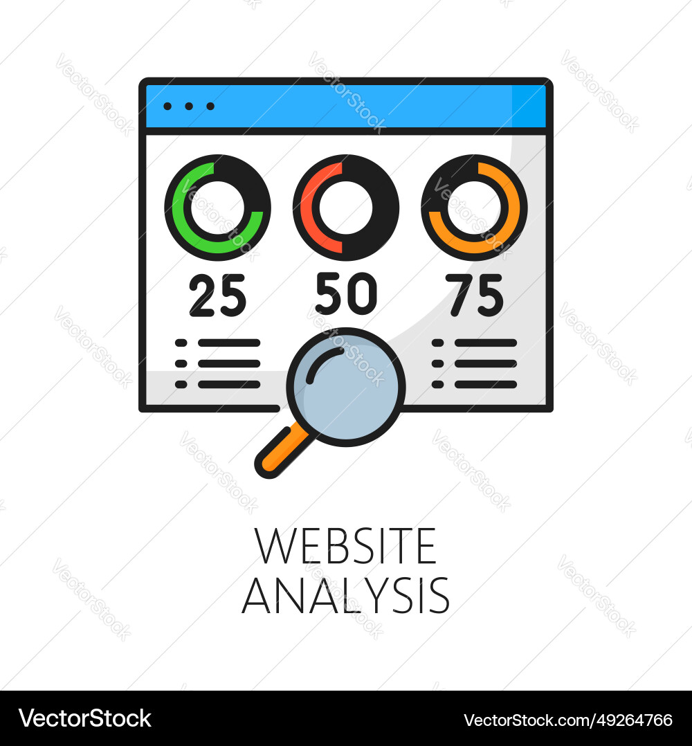 Website analysis web audit seo thin line icon Website analysis web audit seo thin line icon vector image