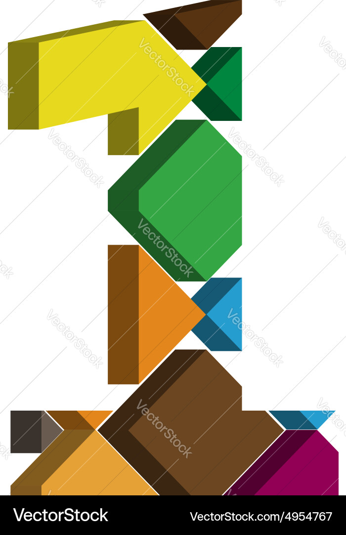 3d font number 1 vector image