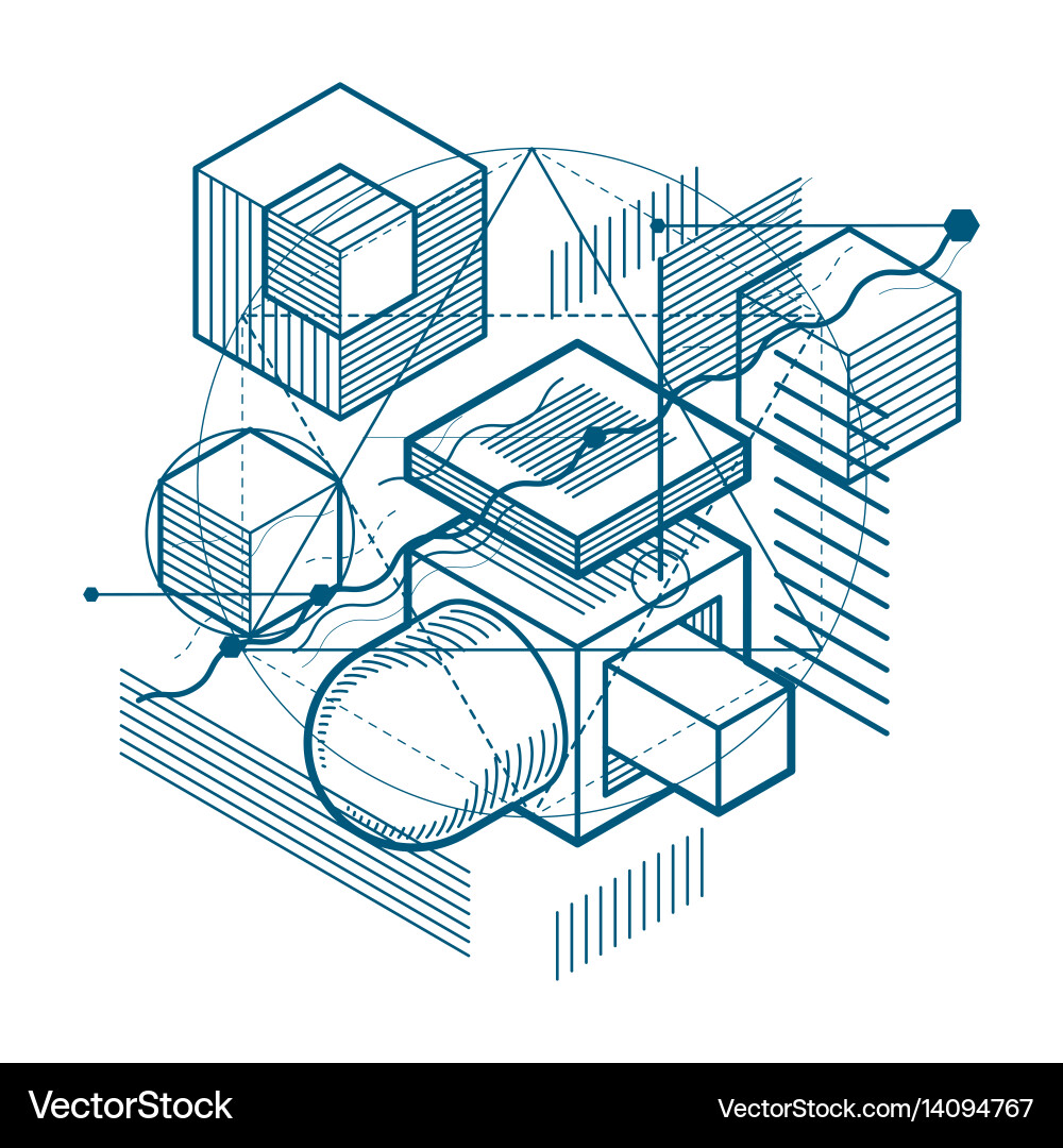 Background with abstract isometric lines Vector Image