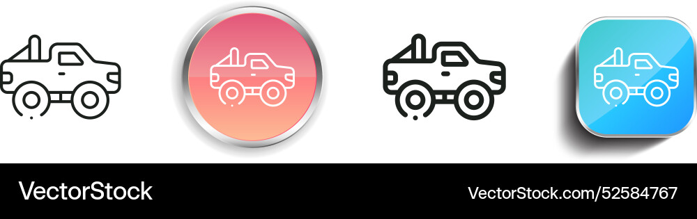 Car icon thin linear regular and button style Car icon thin linear regular and button style vector image