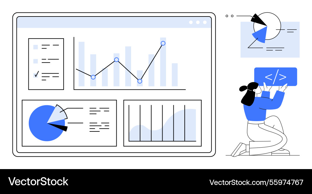 Data analysis dashboard with graphs charts Data analysis dashboard with graphs charts vector image