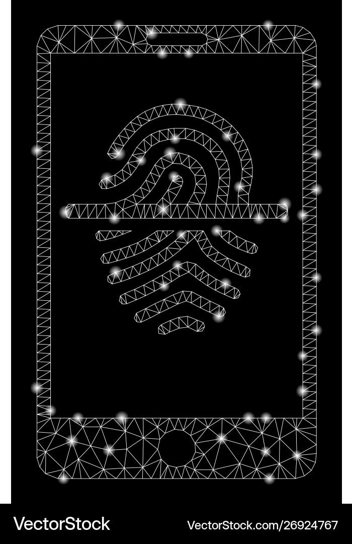Glossy mesh network smartphone fingerprint scanner Glossy mesh network smartphone fingerprint scanner vector image