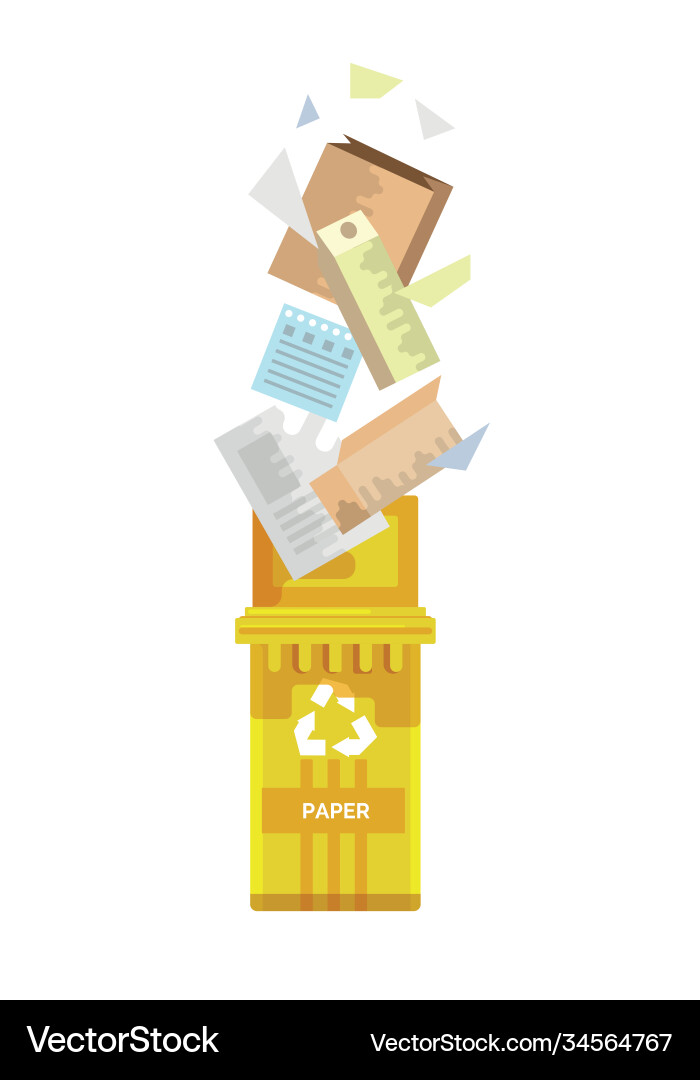 Isolated paper trash sorting and recycling vector image