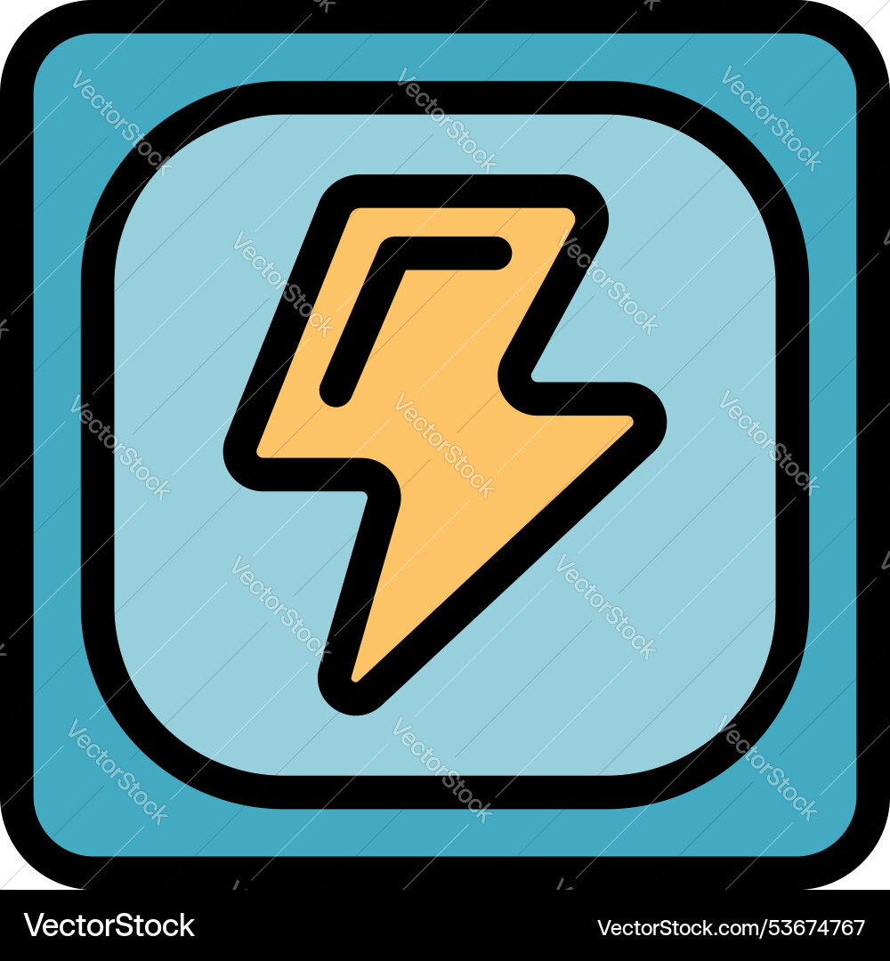 Lightning bolt flashing inside square button icon Lightning bolt flashing inside square button icon vector image