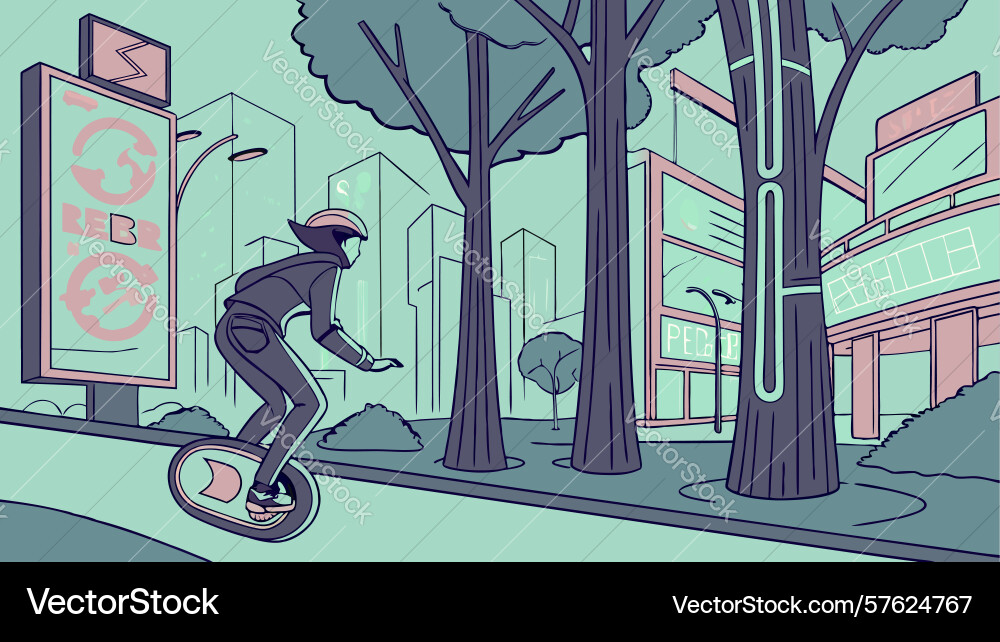 Man on unicycle urban commute design generative Vector Image