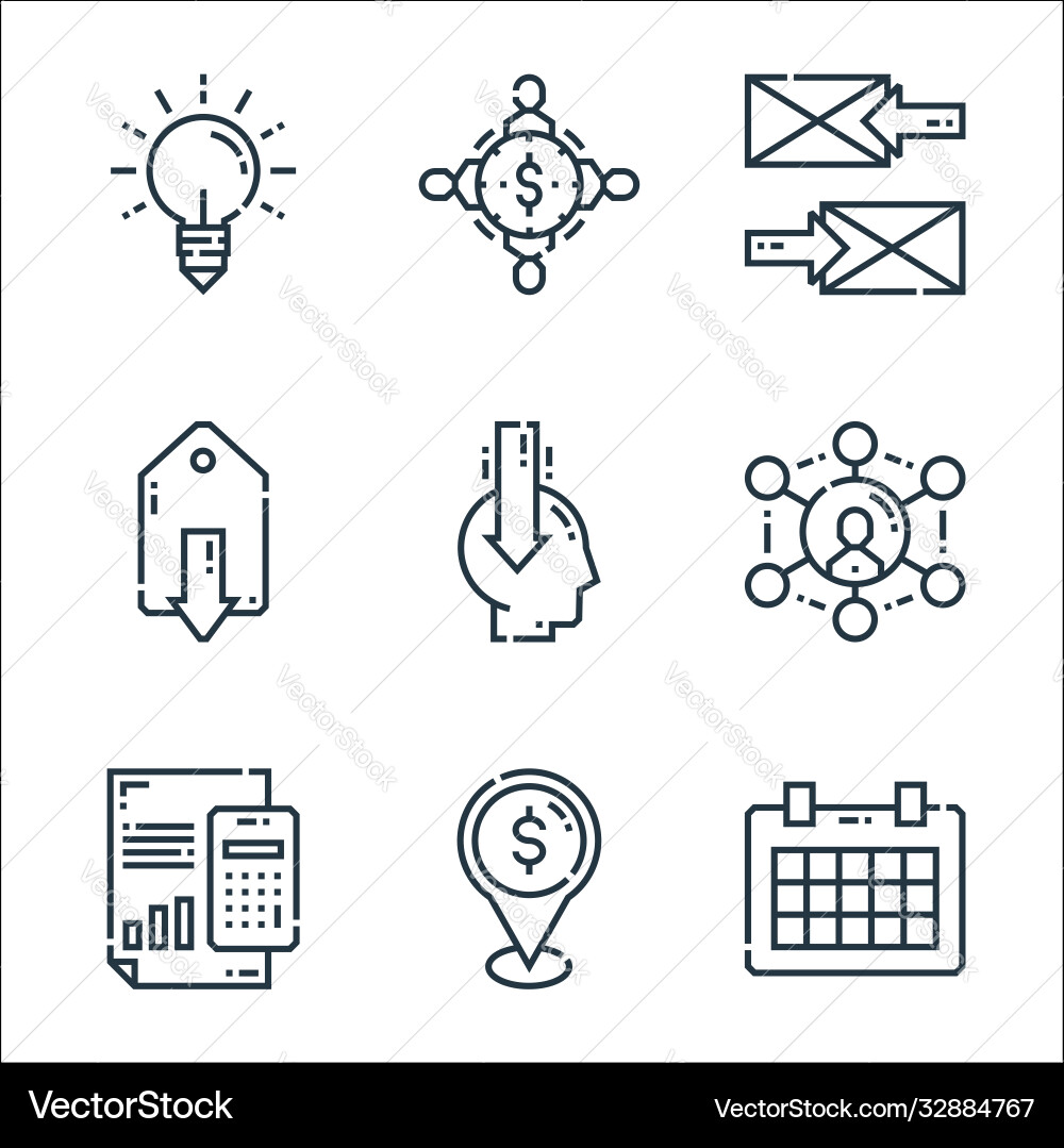 Marketing line icons linear set quality Vector Image