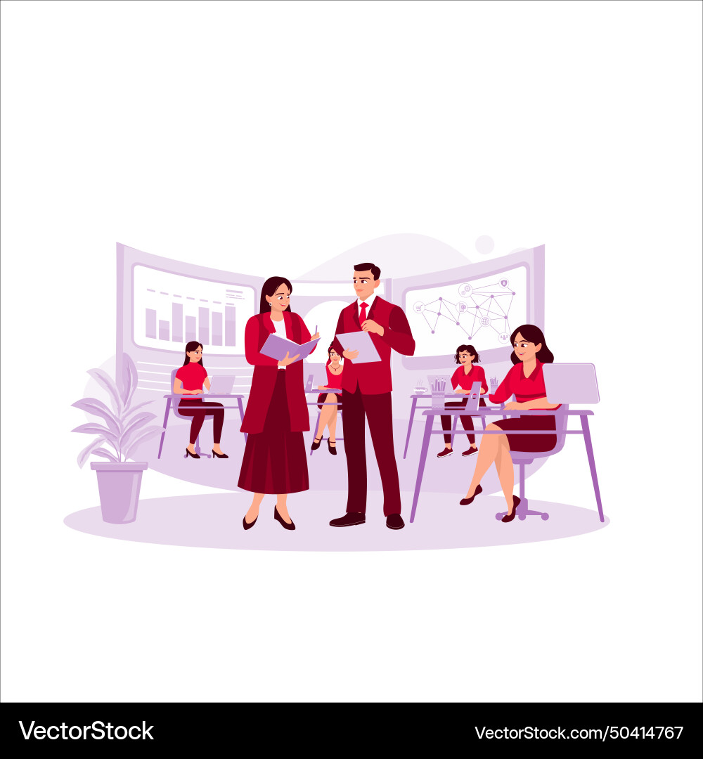 Project manager and computer science engineer Project manager and computer science engineer Vector Image