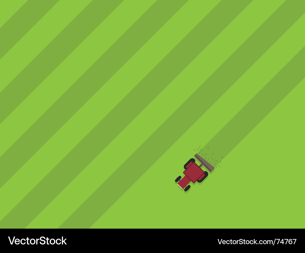 Red Tractor Mowing Field Vector Image