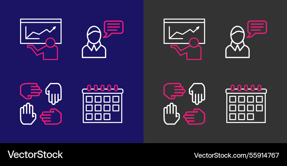 Set line calendar project team base speech bubble Set line calendar project team base speech bubble vector image