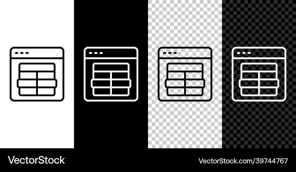 Set line mysql code icon isolated on black vector image