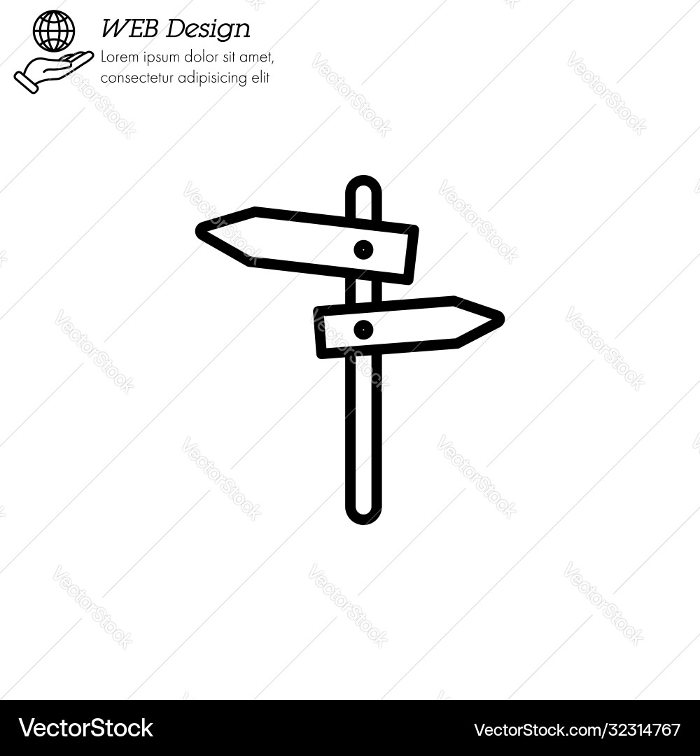 Signpost Pointer Symbol dünne Linie lineare Umriss Signpost Pointer Symbol dünne Linie lineare Umriss Vektorbild