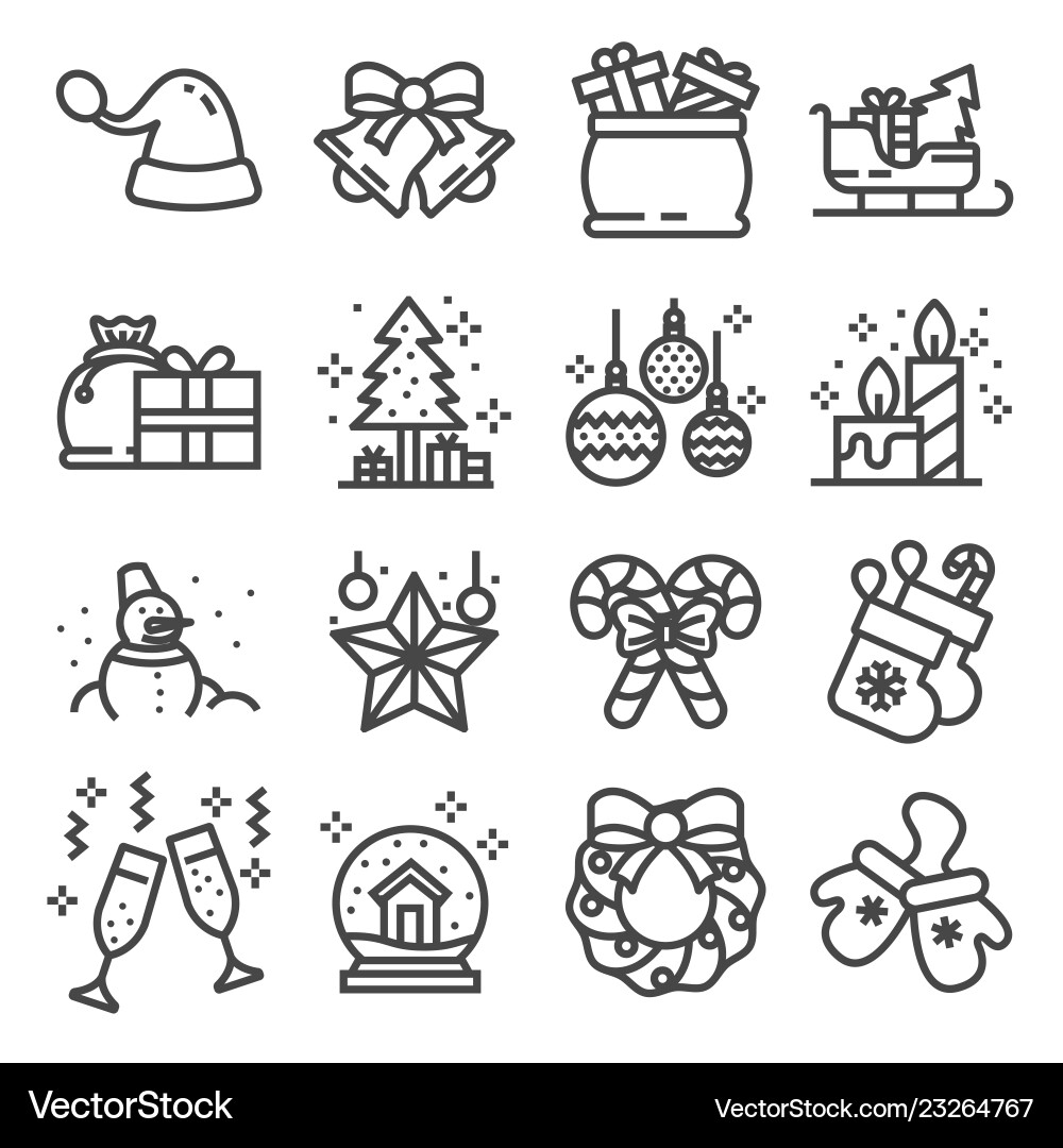 Solid icon set - christmas tree Royalty Free Vector Image