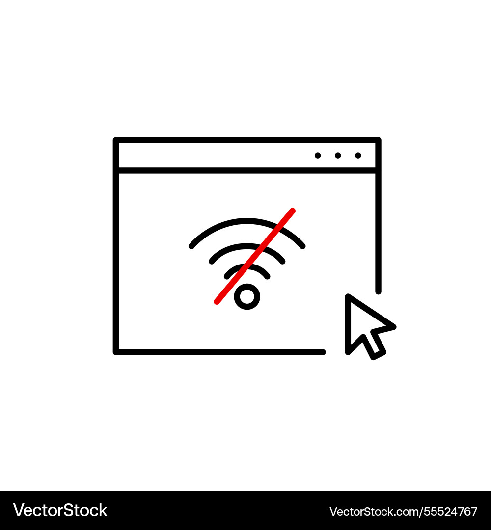 Web page in browser and mouse click offline mode Web page in browser and mouse click offline mode vector image
