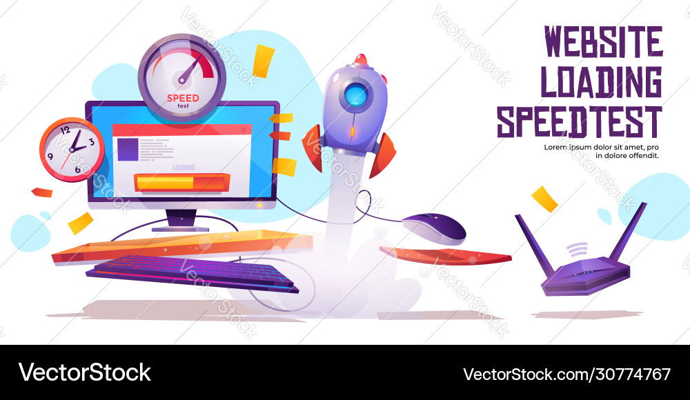Website loading speed test banner internet traffic Website loading speed test banner internet traffic vector image