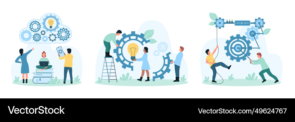 Work with digital business projects set tiny Work with digital business projects set tiny vector image