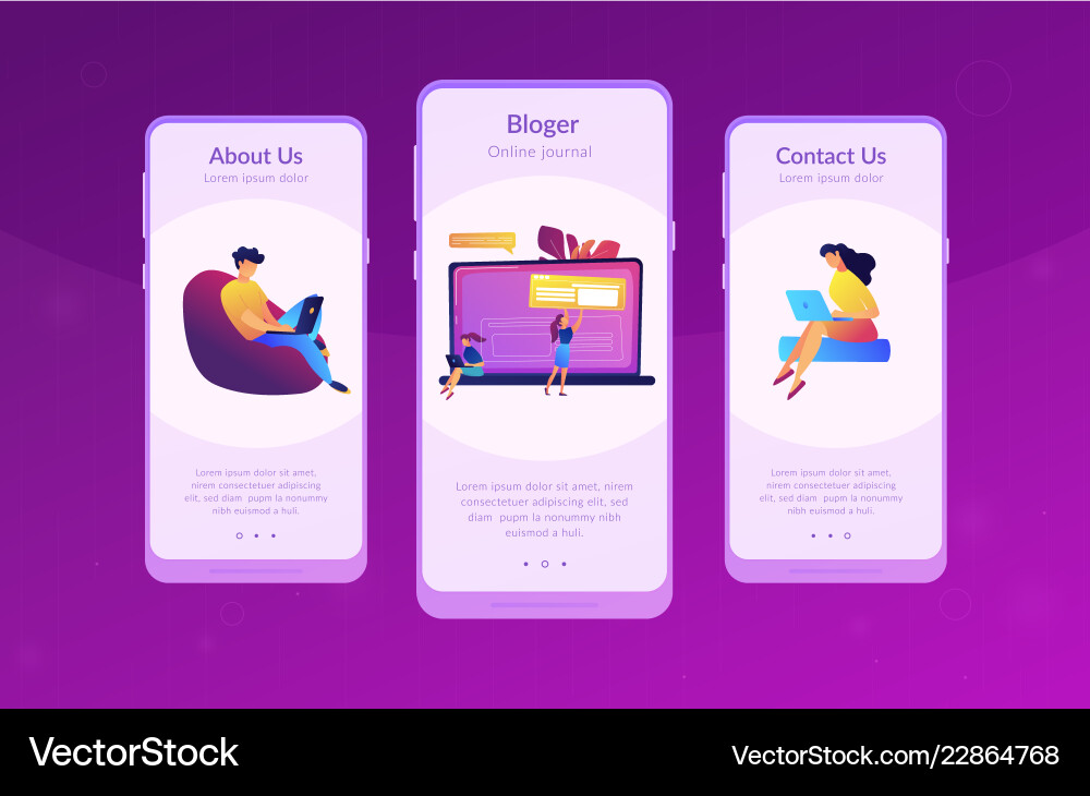 Bloging app interface template Bloging app interface template Vector Image