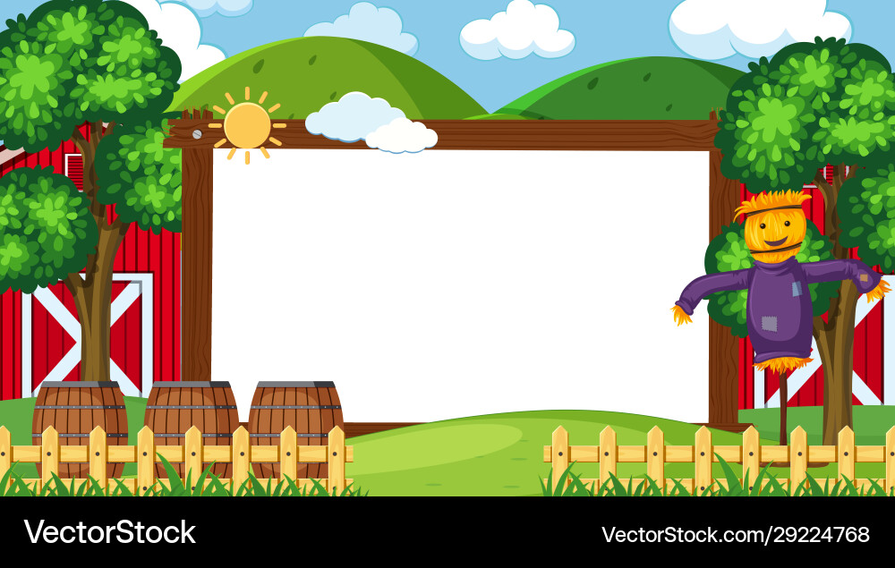Border template with farm in background Border template with farm in background Vector Image
