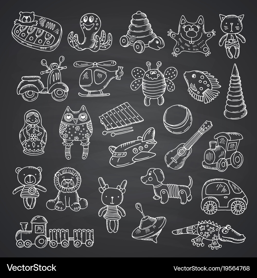 Chalkboard Kids Toys Set Vector Image