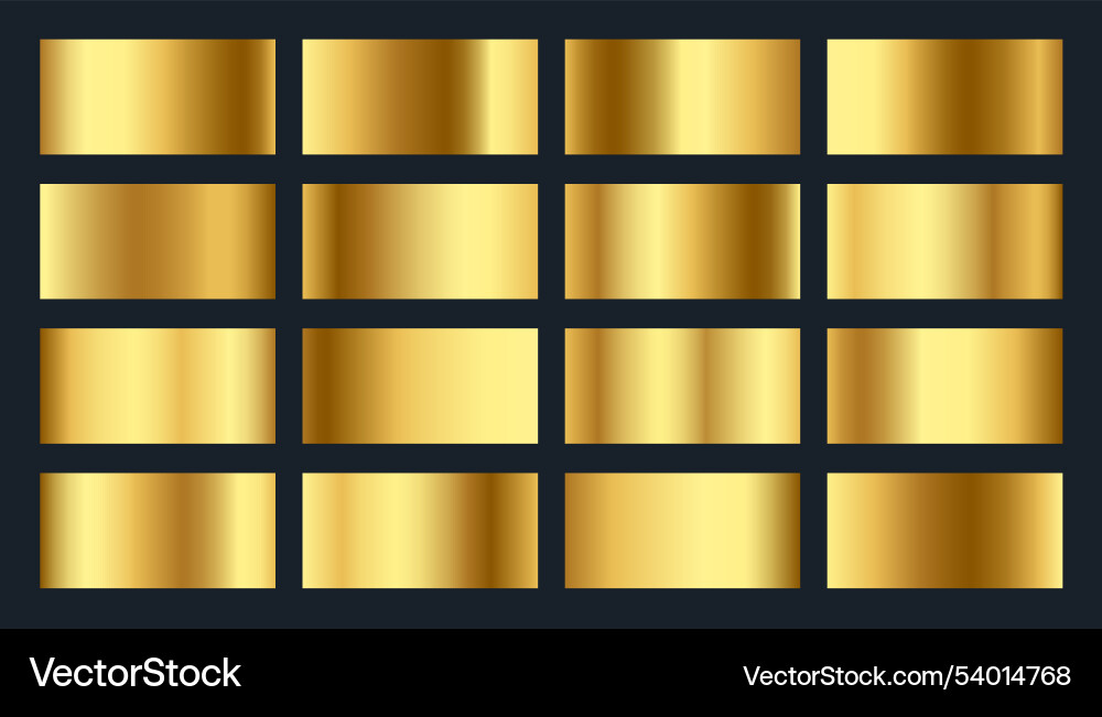 Collection of golden gradient palette for uiux Vector Image