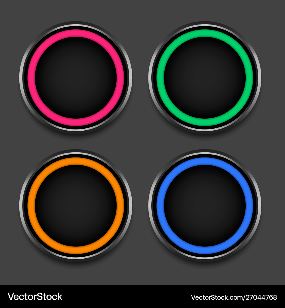 Four colors shiny frames or buttons set vector image