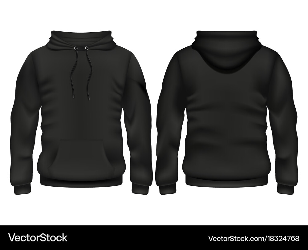 Front and back black hoodie template vector image