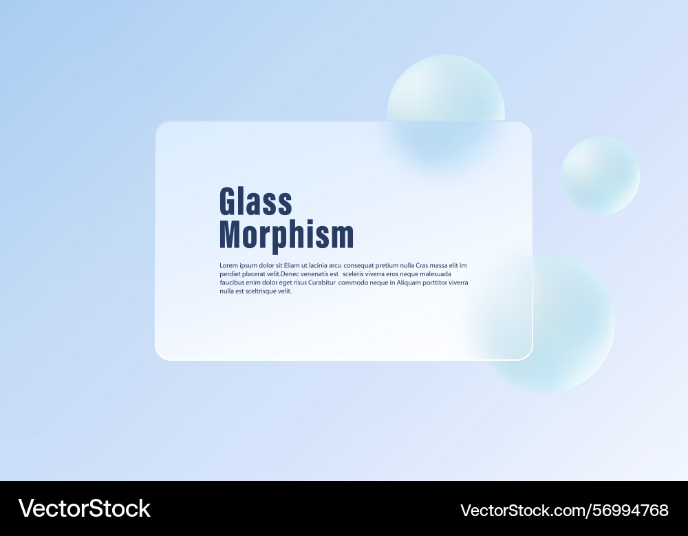 Glass morphism ui panel with soft blue floating Glass morphism ui panel with soft blue floating Vector Image