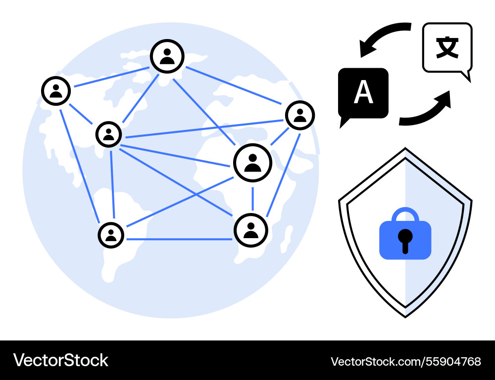 Global networking connections language Global networking connections language Vector Image