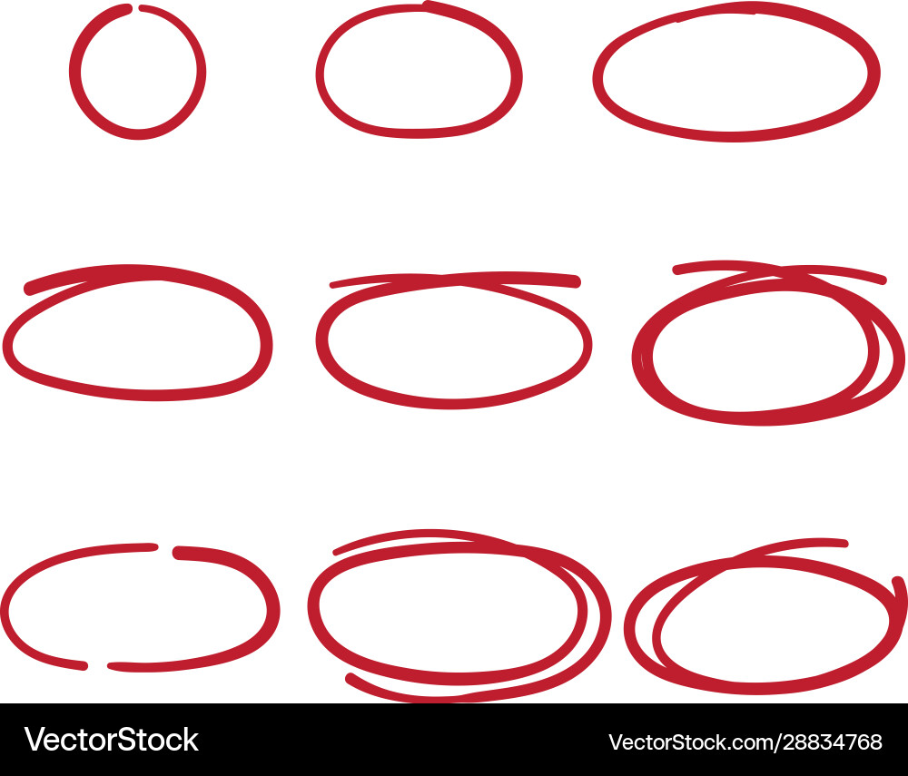 Hand drawn circle line sketch set circular Vector Image