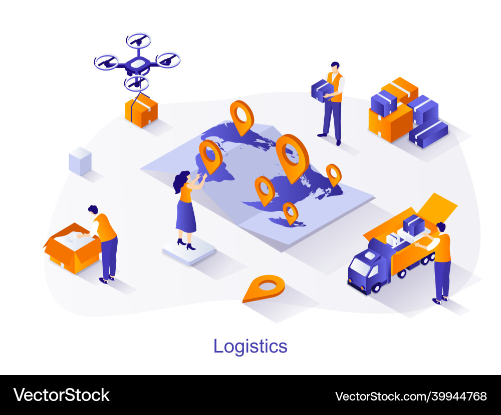 Logistics isometric web concept Royalty Free Vector Image