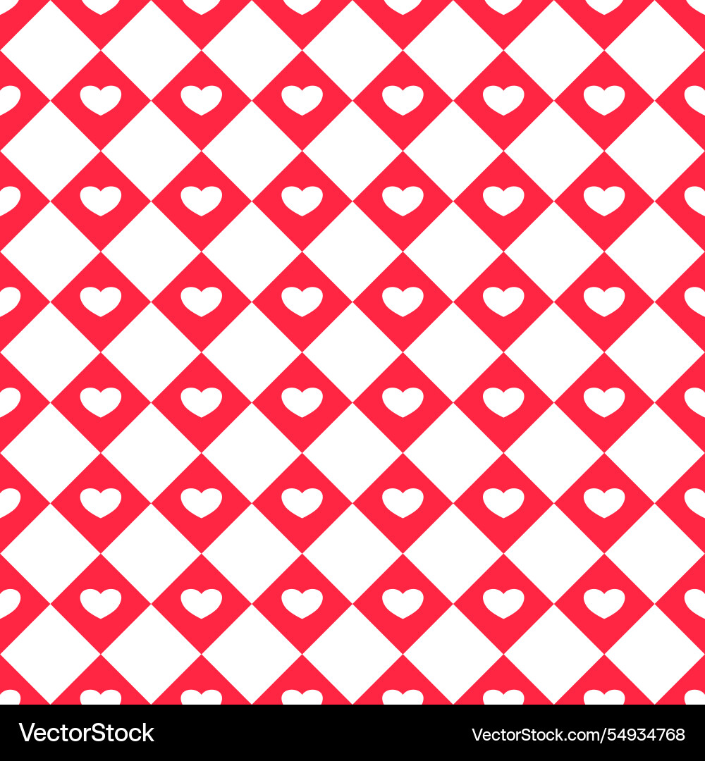 Seamless pattern valentines day heart gingham Seamless pattern valentines day heart gingham vector image