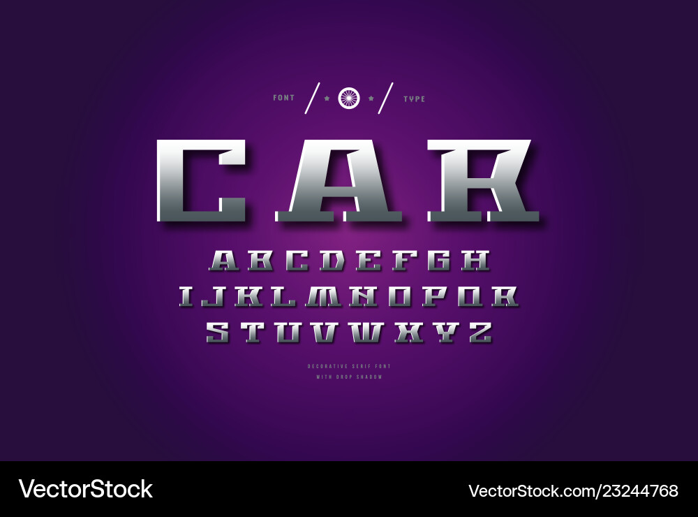 Silver colored and metal chrome serif font Silver colored and metal chrome serif font vector image