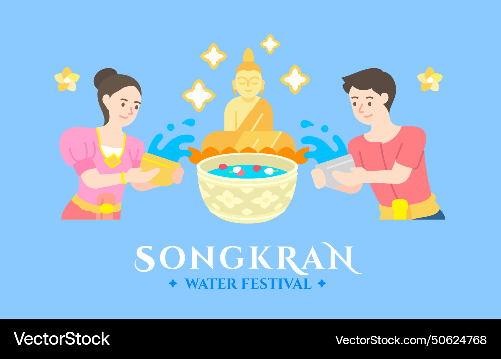 Songkran thailand water festival celebration Songkran thailand water festival celebration vector image