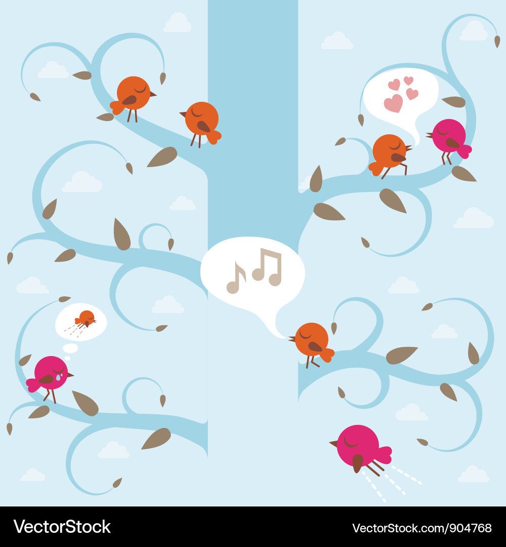 Tree with birds Vector Image