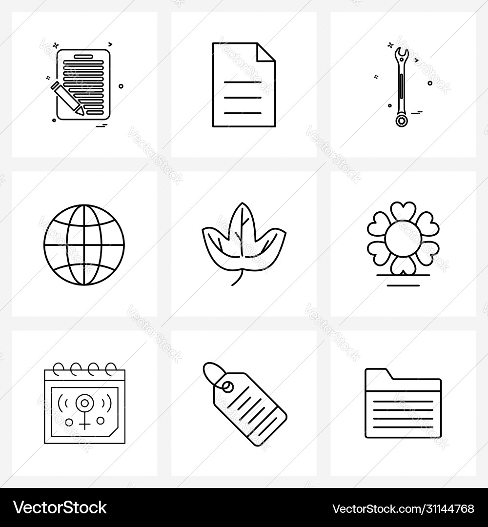 Ui set 9 basic line icons nature leaf Vector Image