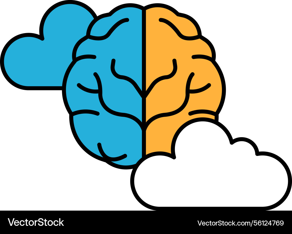 A brain with cloud in the background Vector Image