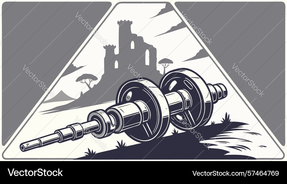 Abstract gear component in triangular frame vector image