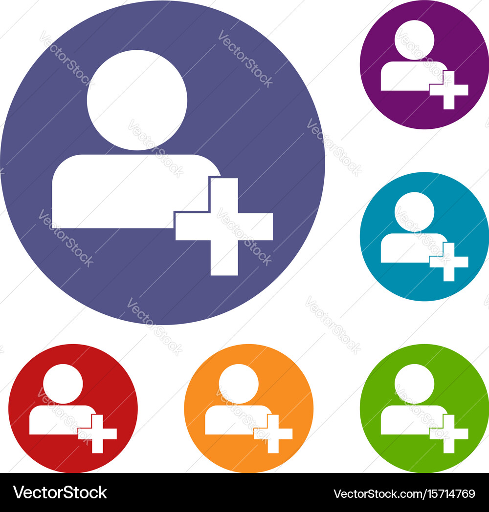 Add new user account icons set Vector Image