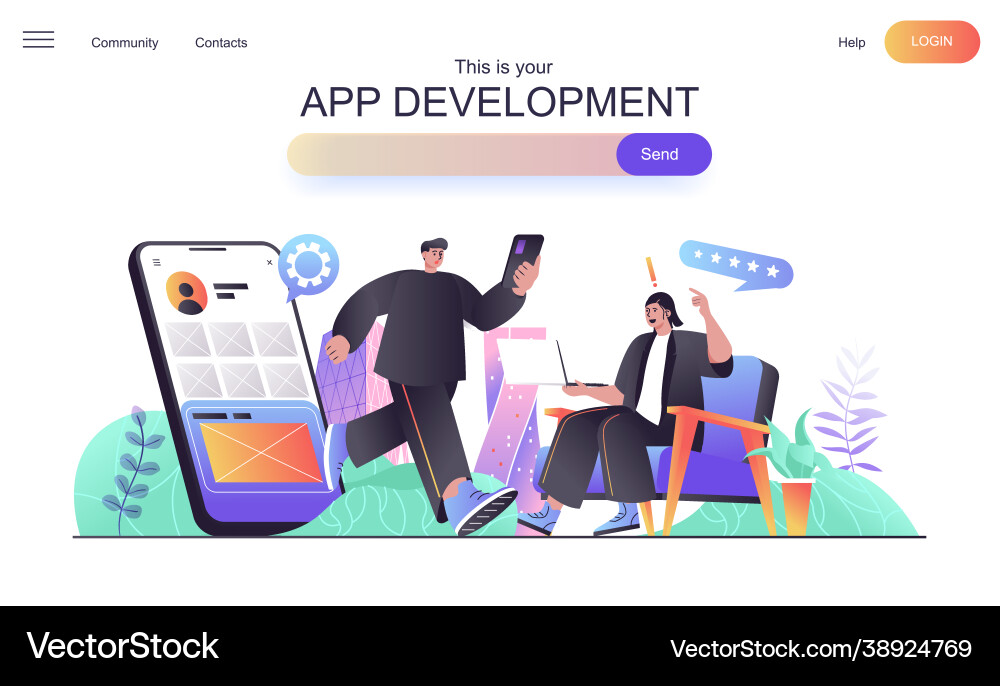 App development web concept for landing page App development web concept for landing page Vector Image