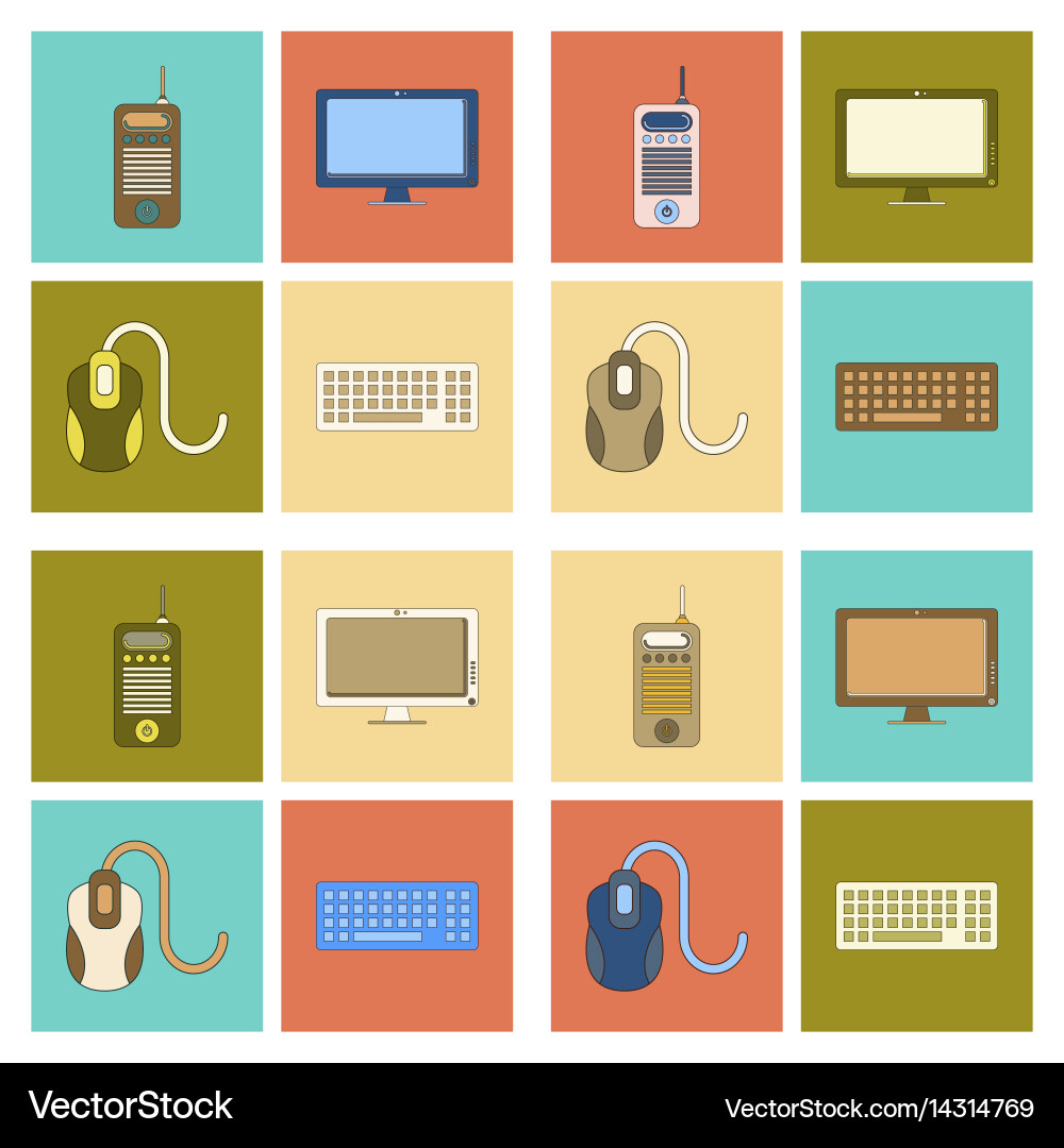 Assembly flat icon computer keyboard mouse monitor Vector Image