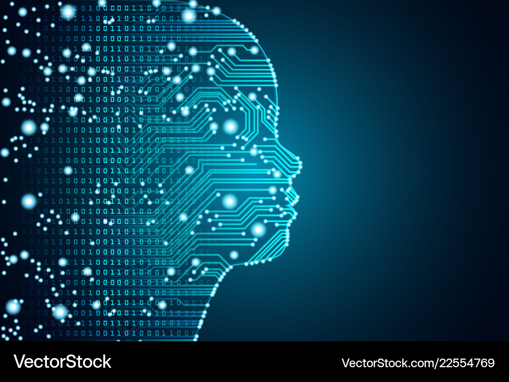 Big data and artificial intelligence child face Big data and artificial intelligence child face vector image