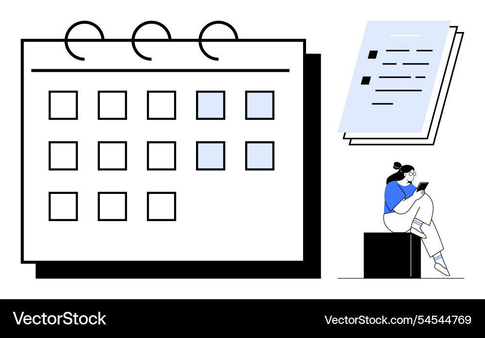 Calendar with marked dates stack of documents Vector Image