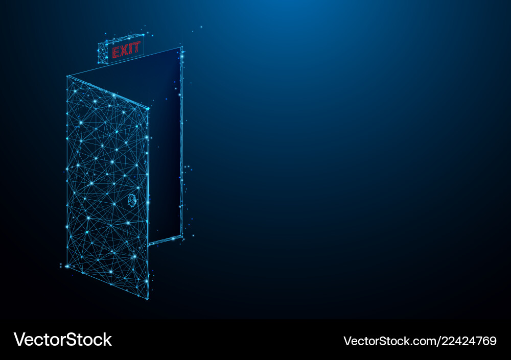Emergency exit sign form lines and particle style Emergency exit sign form lines and particle style vector image
