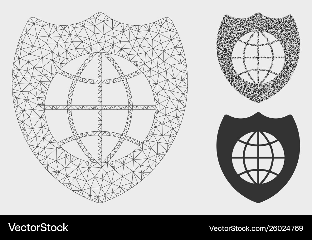 Global shield mesh network model Global shield mesh network model vector image