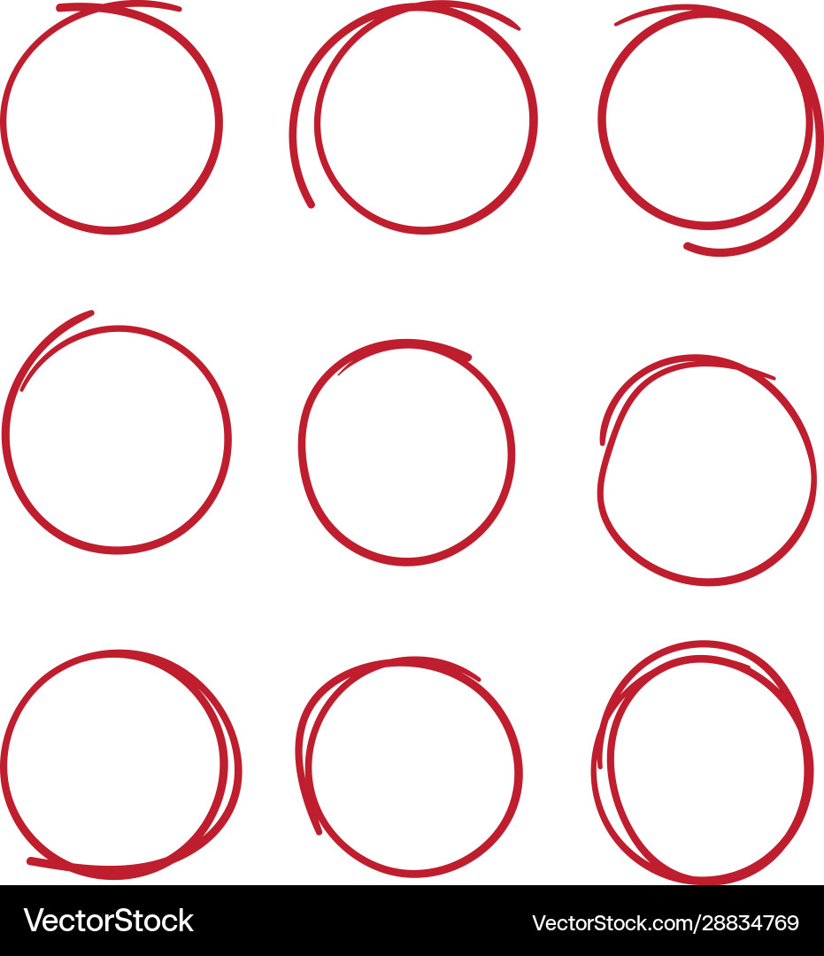 Hand drawn circle line sketch set circular Hand drawn circle line sketch set circular vector image