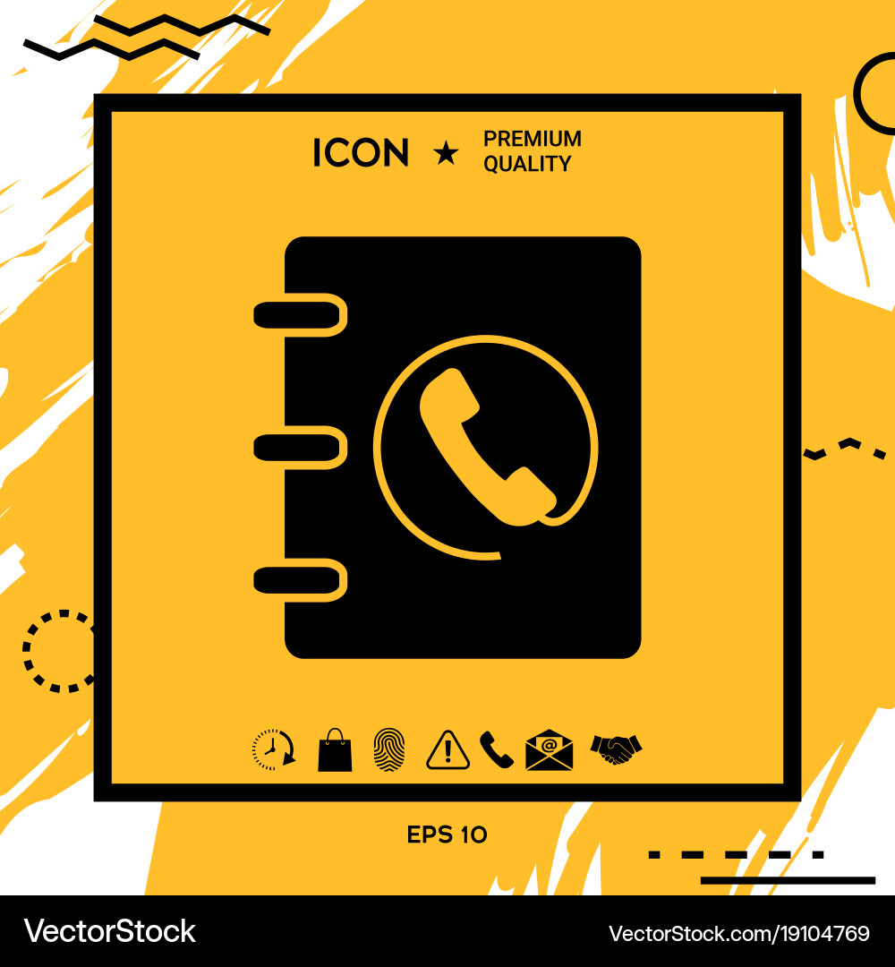 Notebook address phone book icon with handset Vector Image